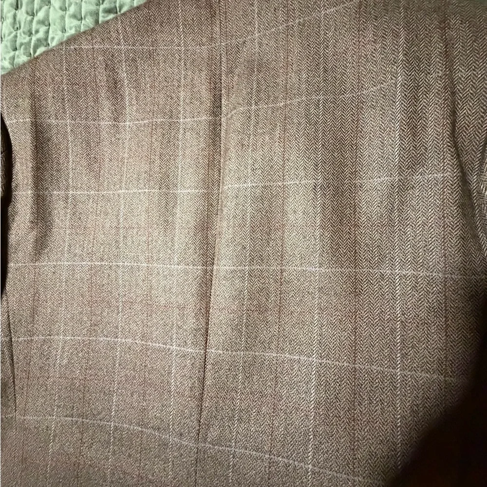 Allyn Saint George brown tan plaid‎ blazer jacket 100% Lambswool size 40R